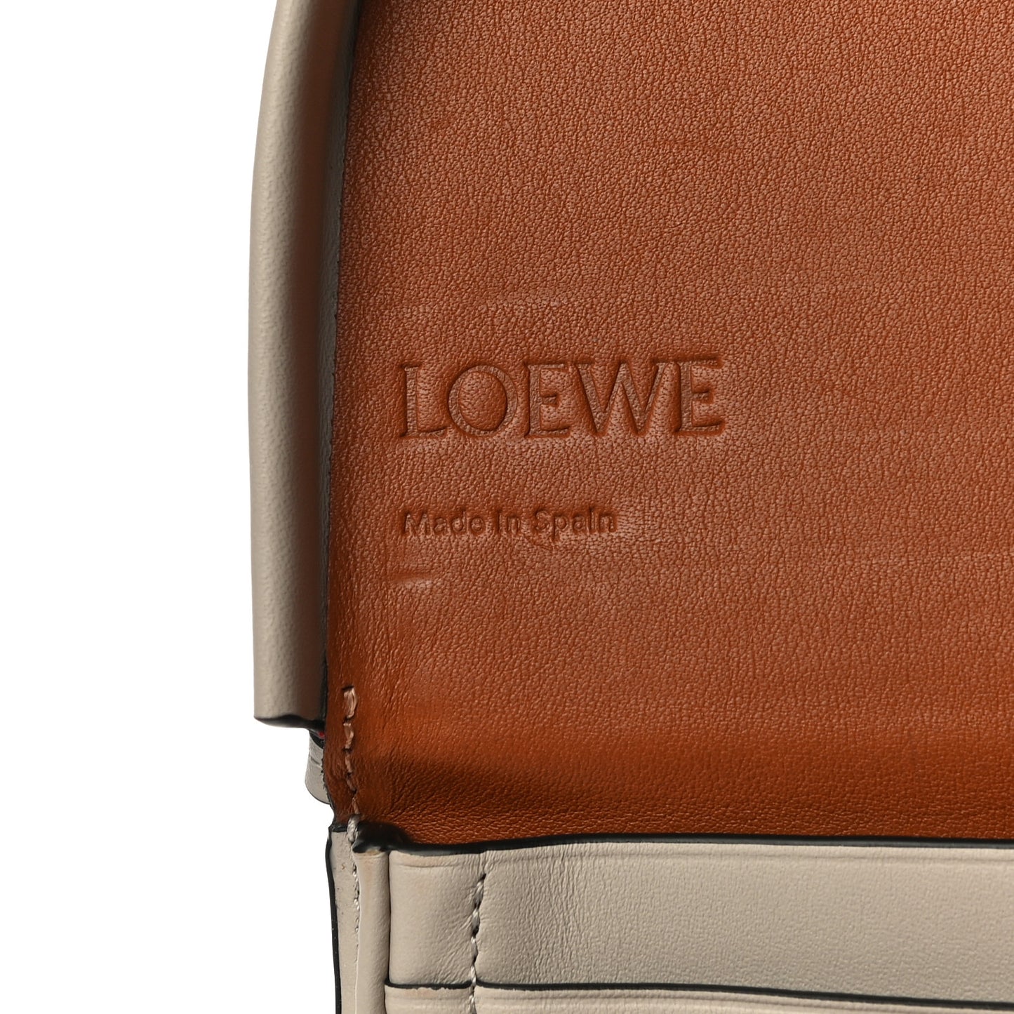 Buffed Calfskin Logo Embossed Small Heel Pouch Light Oat Tan