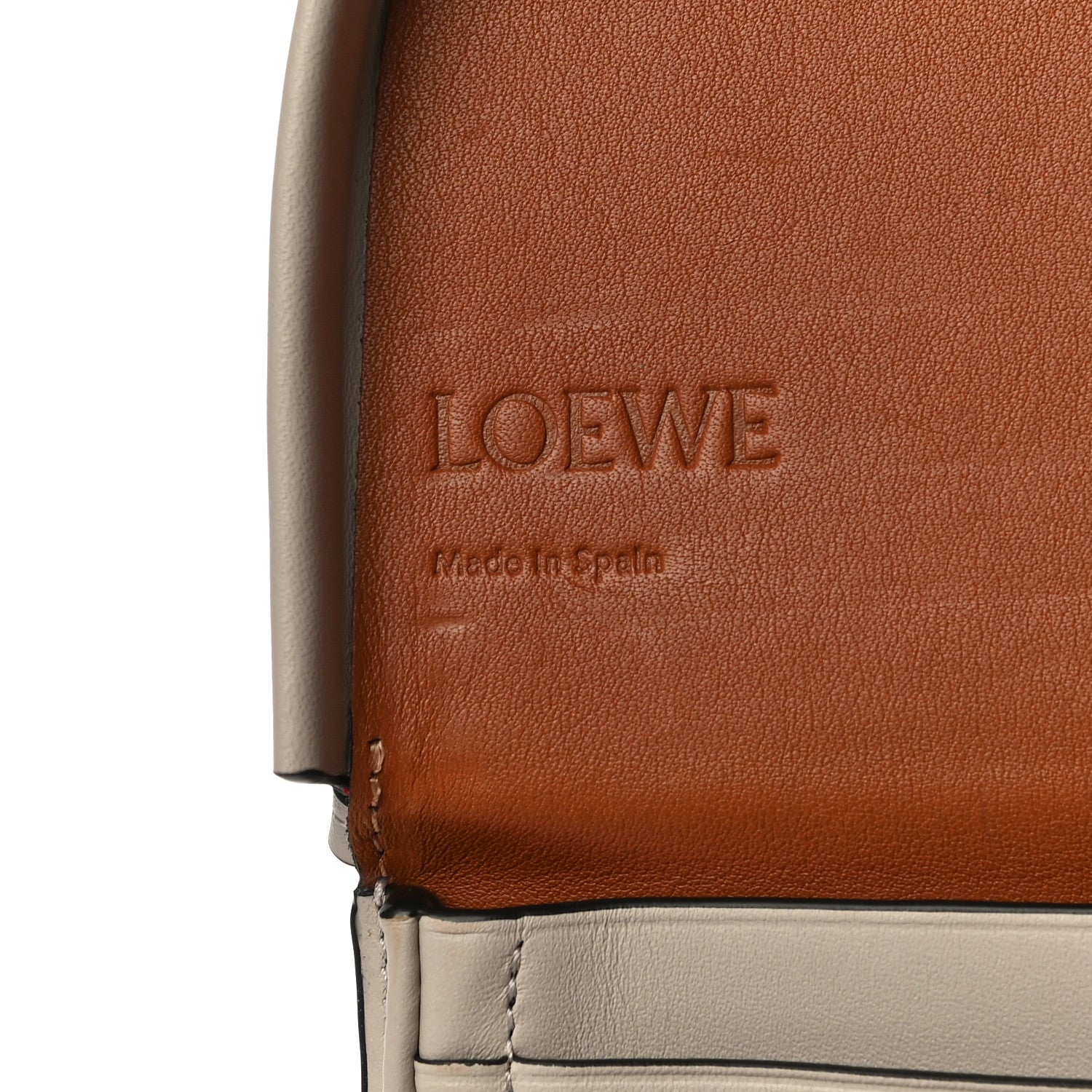 Loewe Buffed Calfskin Logo Embossed Small Heel Pouch Light Oat Tan 7 of 12