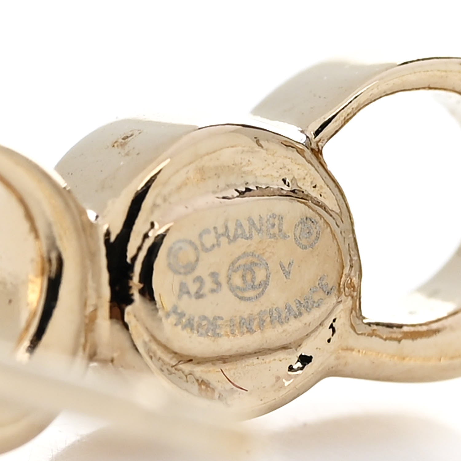 Chanel Metal Crystal Coco Script CC Climber Earrings Gold 4 of 4