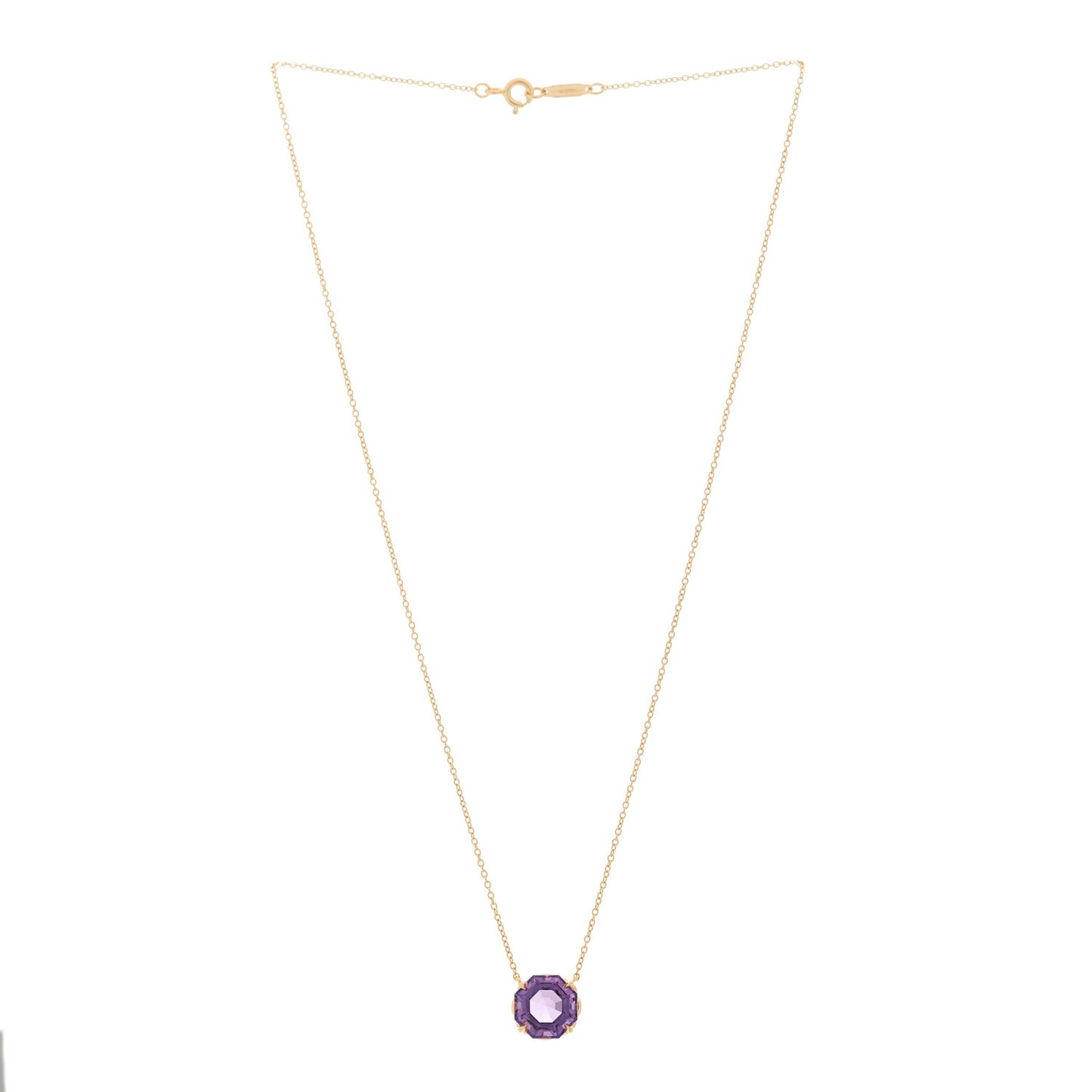 18K Rose Gold Amethyst Sparklers Octagonal Pendant Necklace