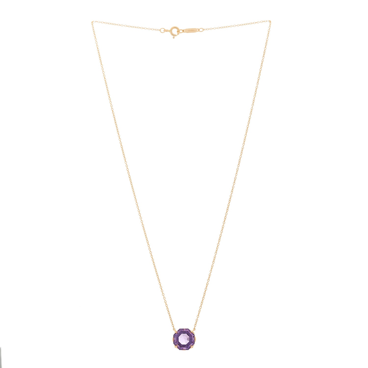 Tiffany 18K Rose Gold Amethyst Sparklers Octagonal Pendant Necklace 3 of 5