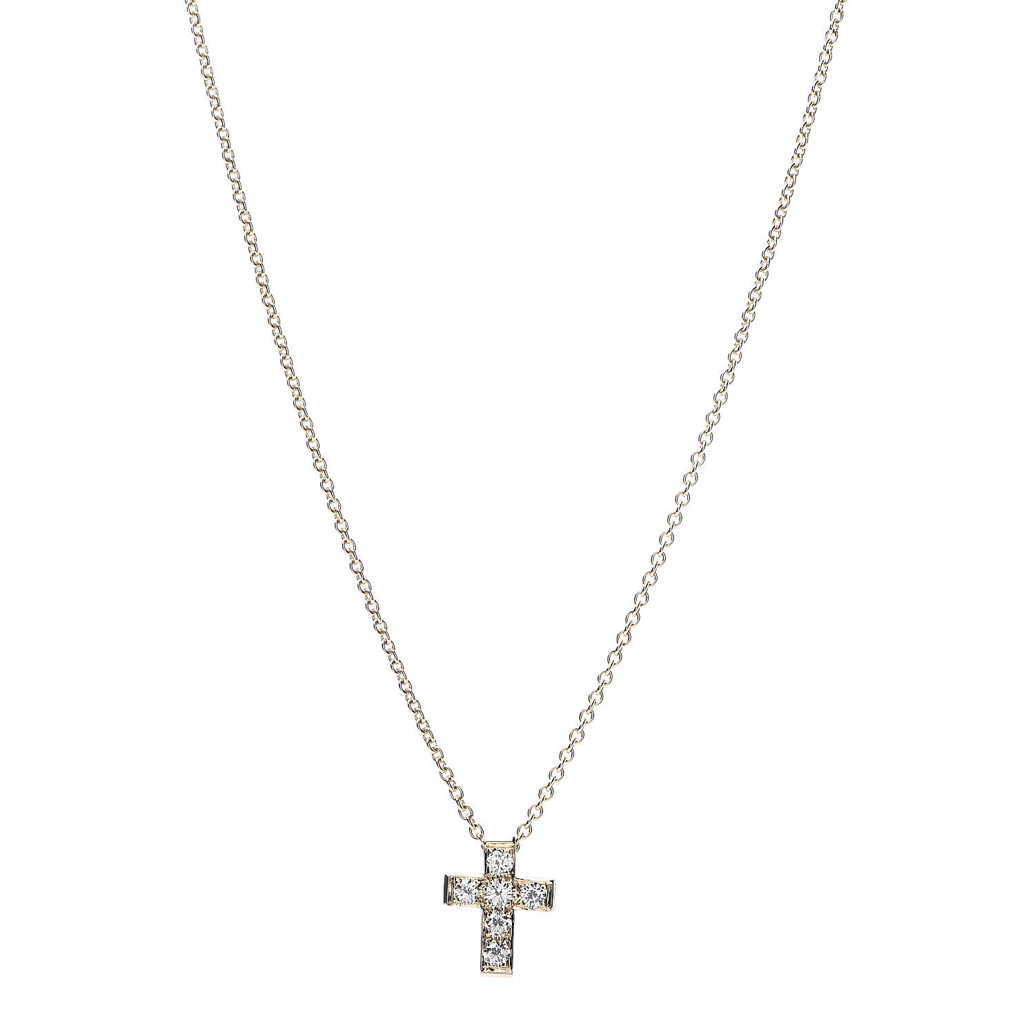 Van Cleef & Arpels 18K Yellow Gold Diamond Cross Pendant Necklace 1 of 6