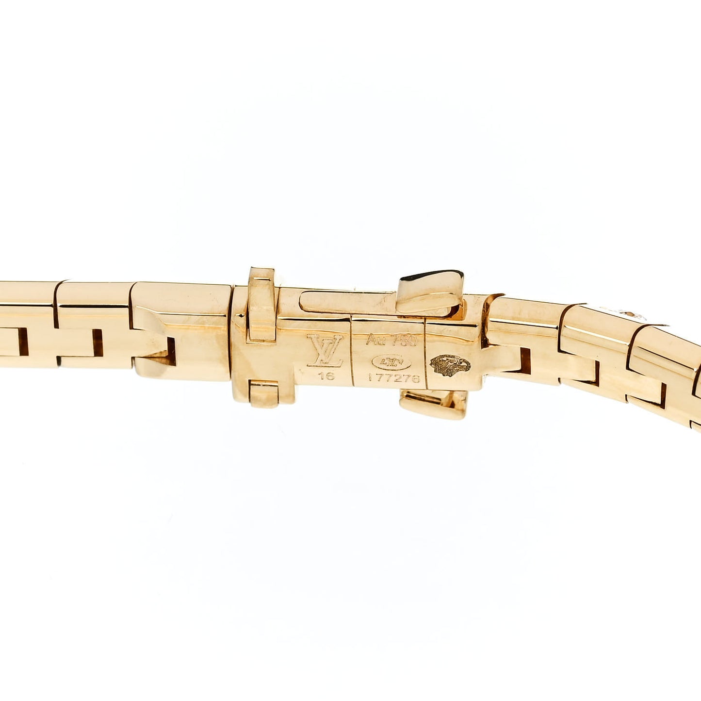 18K Yellow Gold Diamond Small Le Damier de Louis Vuitton Bracelet 16