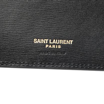 Saint Laurent Shiny Calfskin Tiny Cassandre Bill Clip Wallet Black 6 of 8