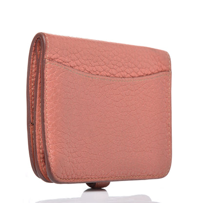 Hermes Taurillon Clemence Dogon Card Case Rose Thè 3 of 18
