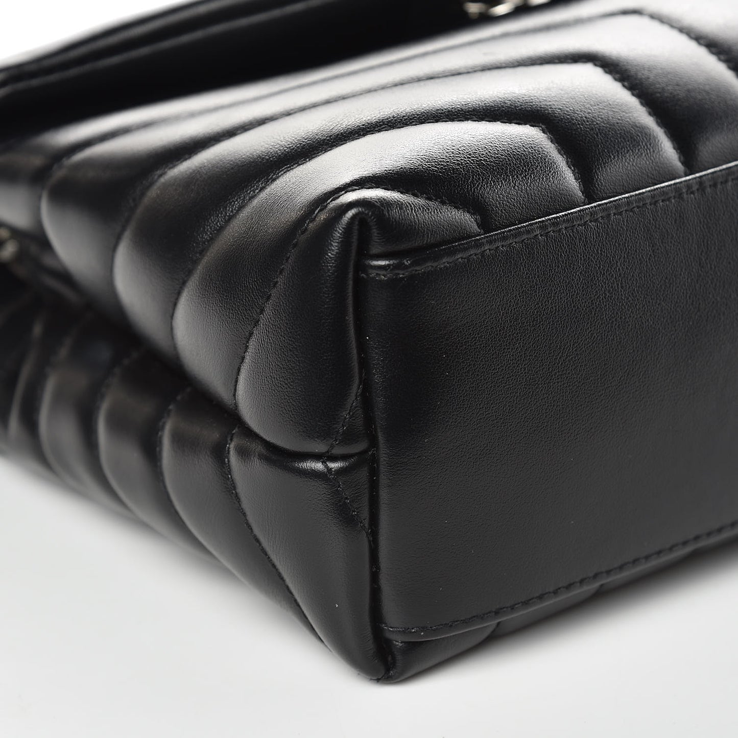 Calfskin Y Quilted Monogram Small Loulou Chain Satchel Black