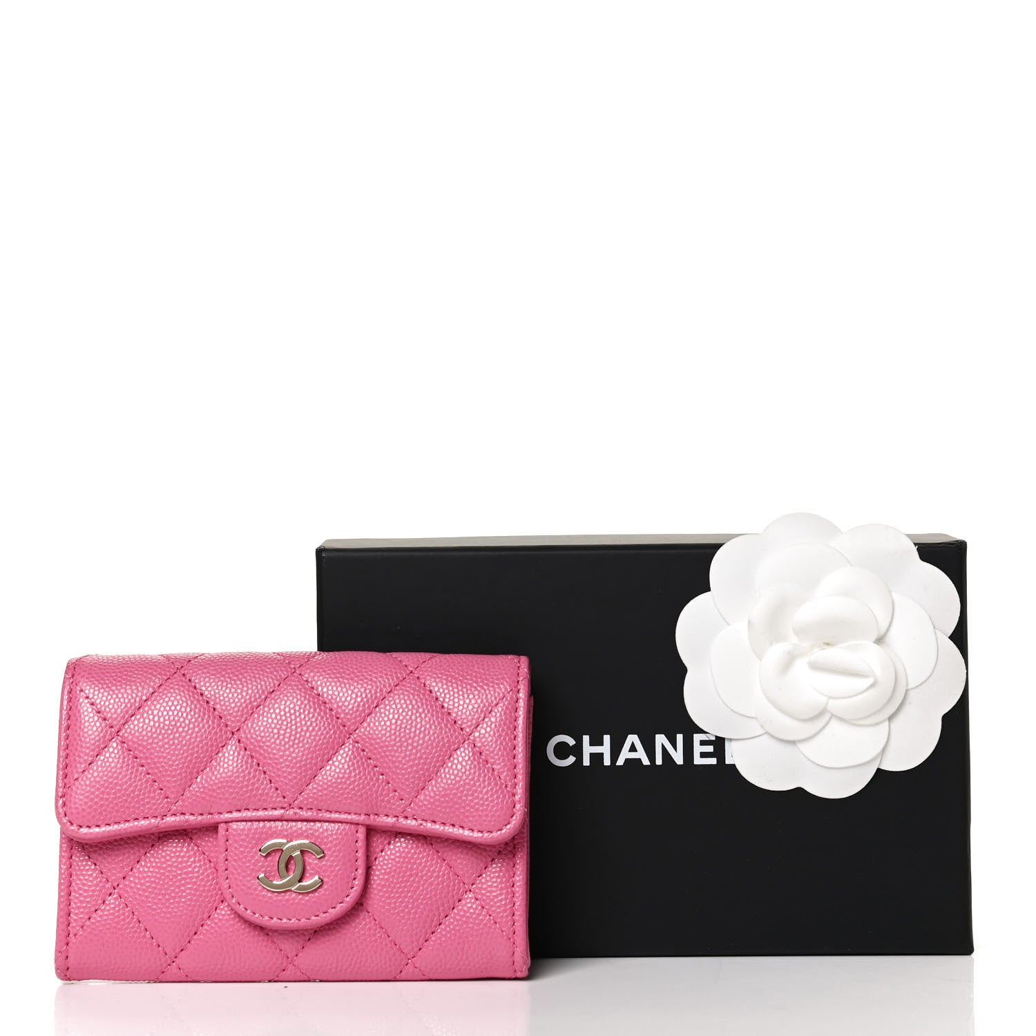 Chanel Caviar Quilted Flap Card Holder Wallet Pink 12 of 12