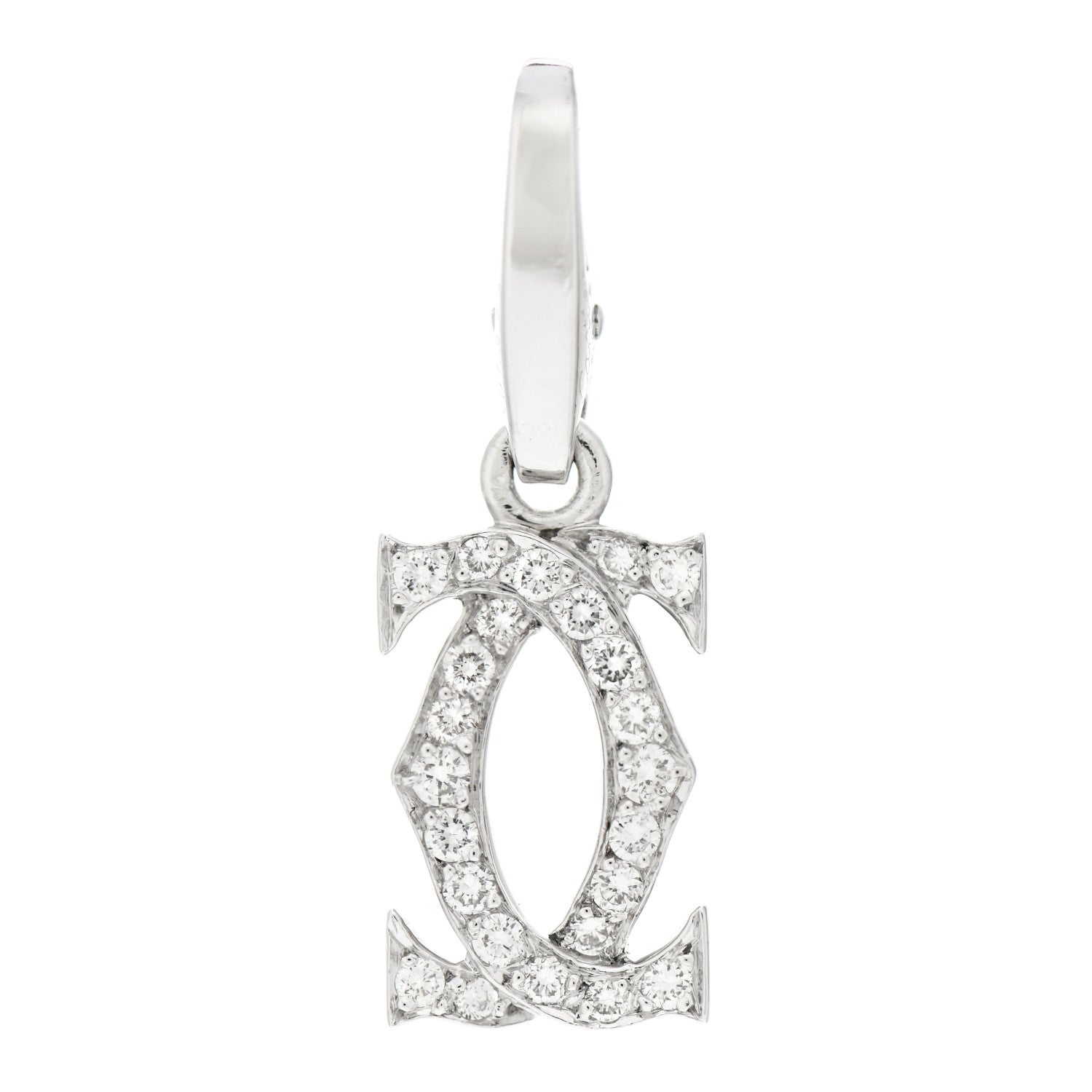 Cartier 18K White Gold Diamond Logo Charm 1 of 4