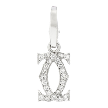 Cartier 18K White Gold Diamond Logo Charm 1 of 4