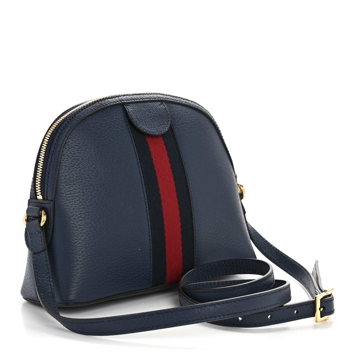 Gucci Textured Dollar Calfskin Web Small Ophidia Dome Shoulder Bag Blue Agata 3 of 11