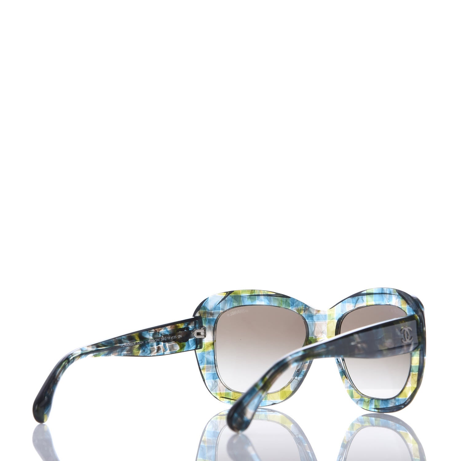 Chanel Acetate Square Plaid Frame Sunglasses 5324 Blue Green 4 of 8
