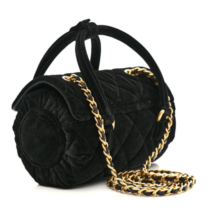 Chanel Velvet Quilted Mini Top Handle Flap Black 4 of 23