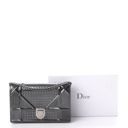 Christian Dior Metallic Patent Micro-Cannage Diorama Wallet on Chain Pouch Onyx Black 11 of 11
