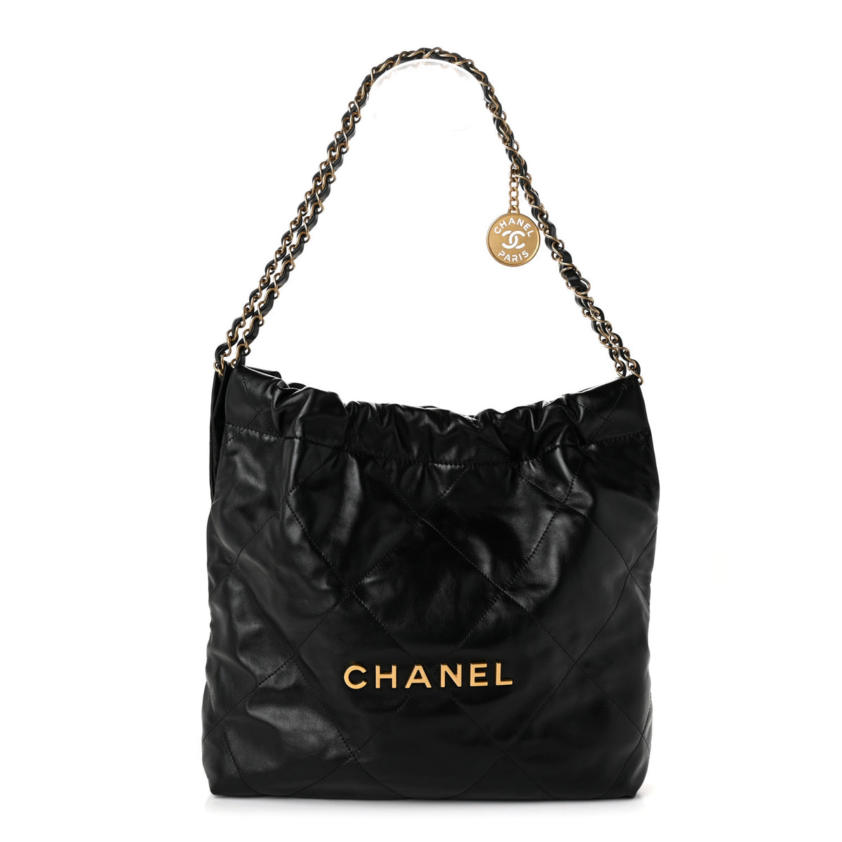 Chanel Shiny Calfskin Quilted Small Chanel 22  Black 1 of 11