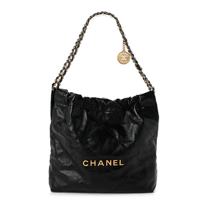 Chanel Shiny Calfskin Quilted Small Chanel 22  Black 1 of 11