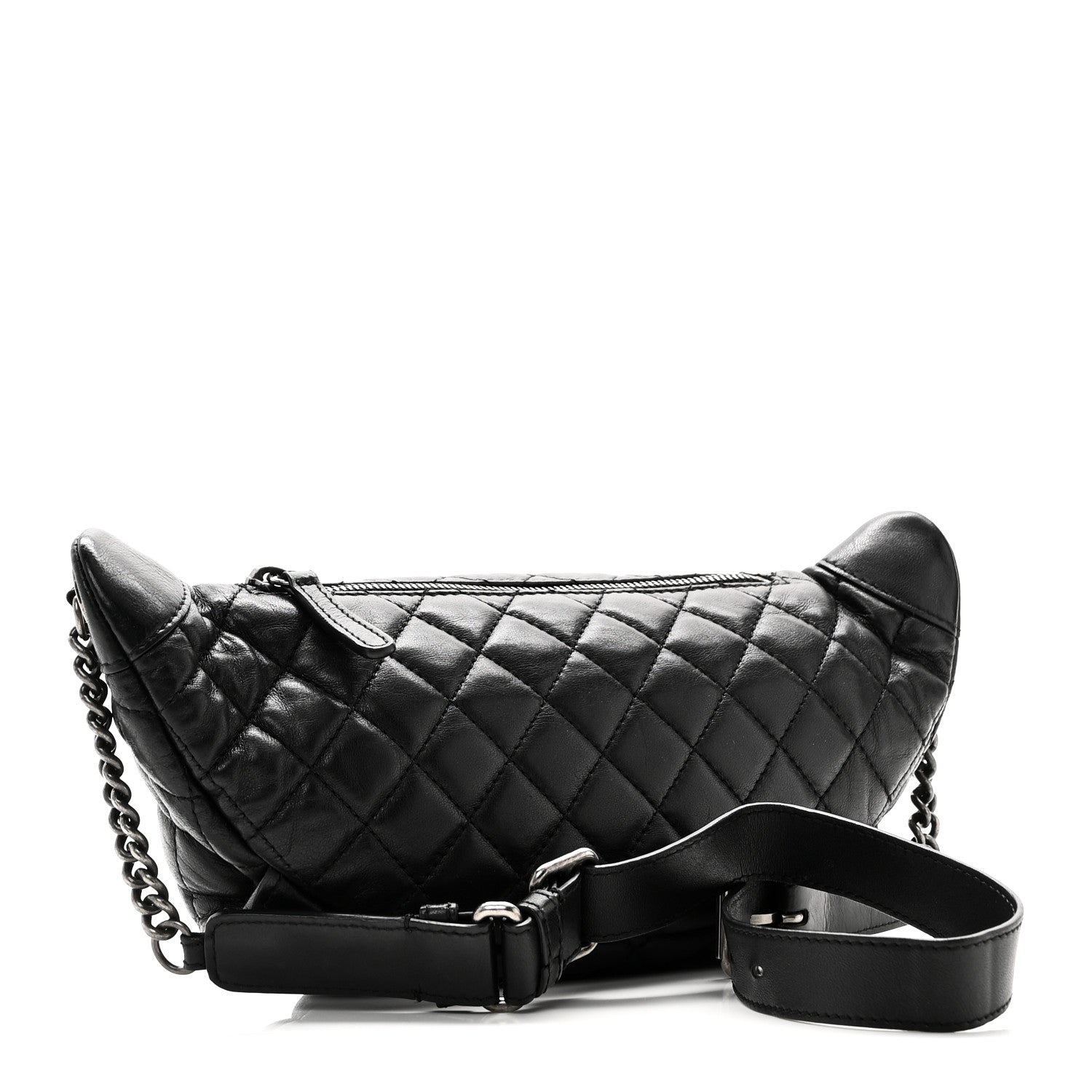 Chanel Lambskin Quilted Banane Waist Bag Fanny Pack Black 3 of 10