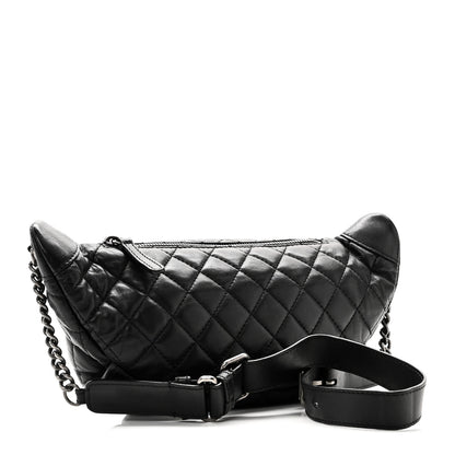 Chanel Lambskin Quilted Banane Waist Bag Fanny Pack Black 3 of 10