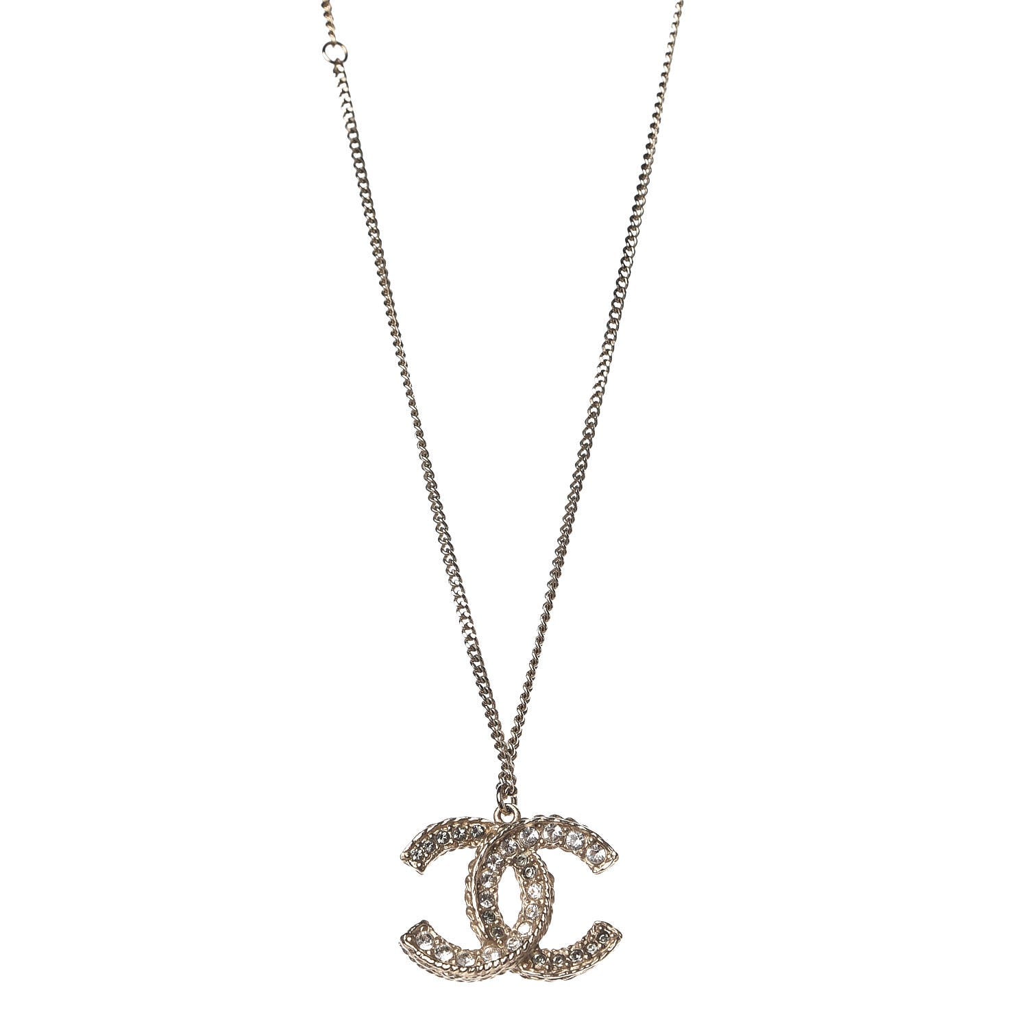 Chanel Crystal Enamel CC Necklace Light Gold 1 of 4