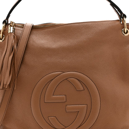 Gucci Pebbled Calfskin Large Soho Hobo Camelia 9 of 11