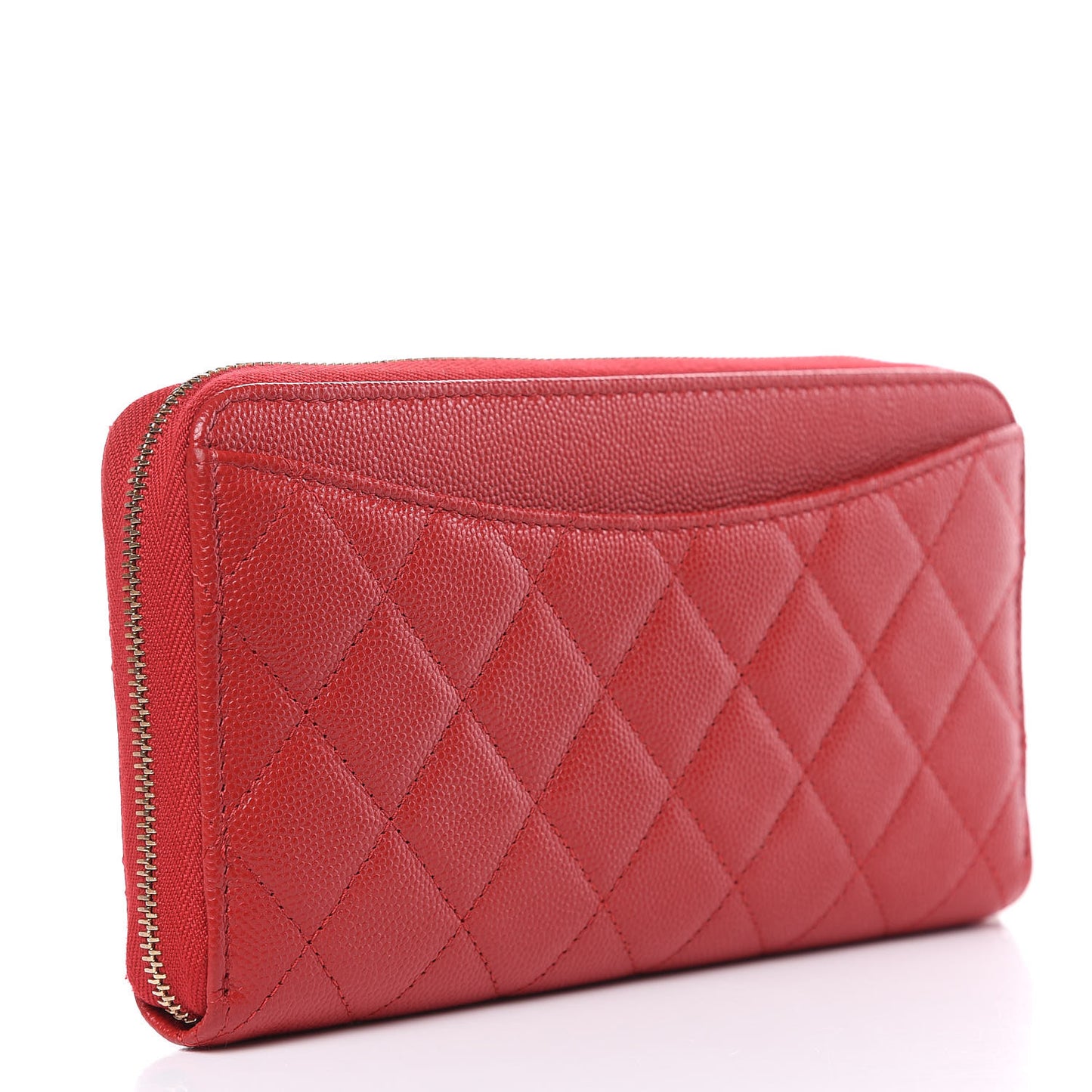 Caviar Quilted Large Gusset Zip Around Wallet Red