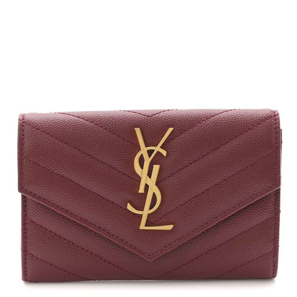 Polyester Rouge Wallet France Saint Laurent Grain De Poudre Matelasse Chevron Small Monogram Envelope ...
