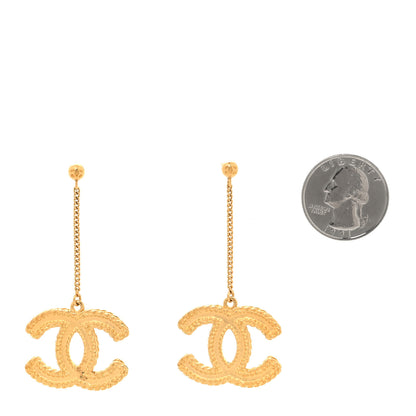 Chanel CC Drop Earrings Matte Gold 2 of 5