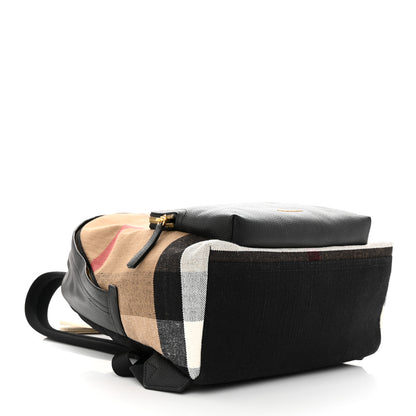 Burberry Mega Check Calfskin Abbeydale Simple Backpack Black Camel 4 of 9