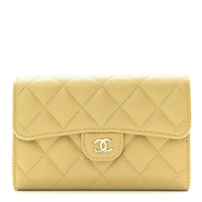 Chanel Caviar Quilted Medium Flap Wallet Green 1 of 9