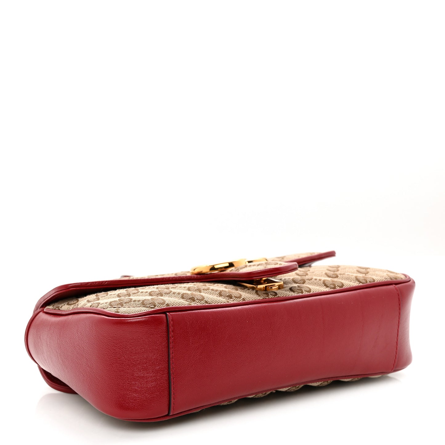 Monogram Azalea Calfskin Matelasse Diagonal Small GG Marmont Shoulder Bag Beige Ebony New Cherry Red
