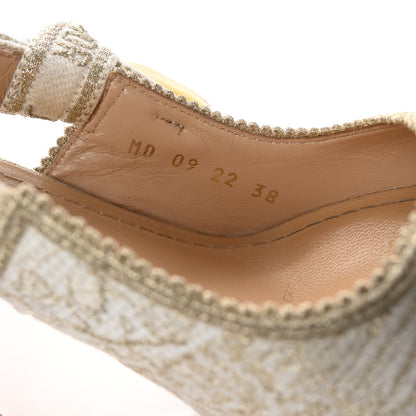 Christian Dior Cotton Ribbon Toile De Jouy J'Adior Slingback 100mm Pumps 38 Gold 9 of 9