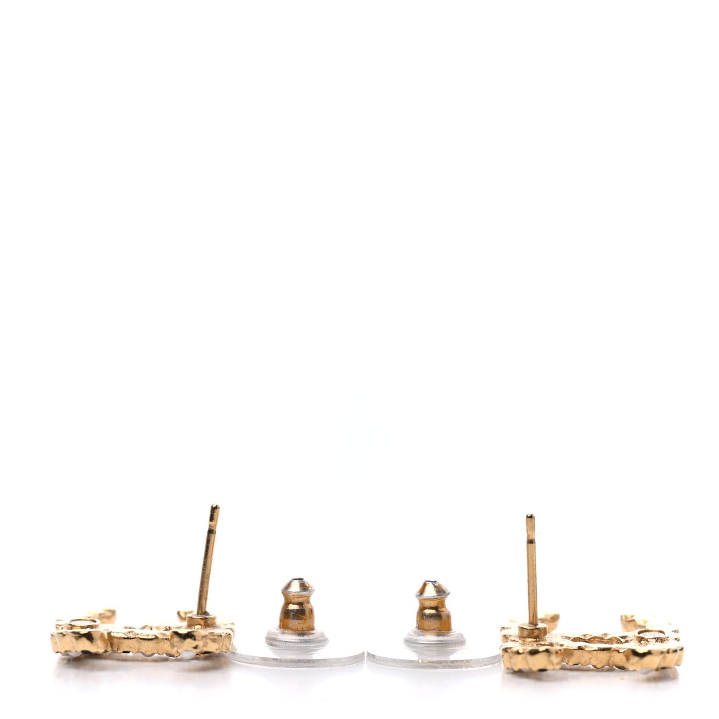 Resin Pearl Crystal CC Earrings Gold Black