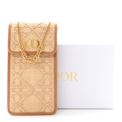 Christian Dior Raffia Cannage Phone Pouch Holder Natural 11 of 11