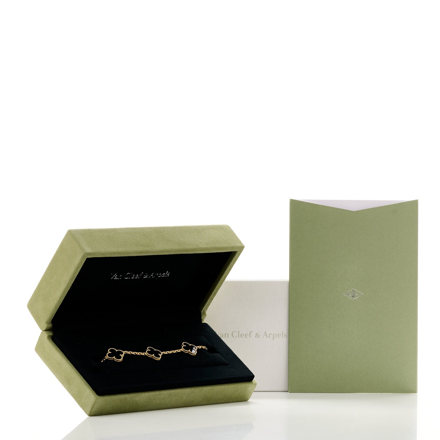 Van Cleef & Arpels 18K Yellow Gold Black Onyx 5 Motifs Vintage Alhambra Bracelet 7 of 7