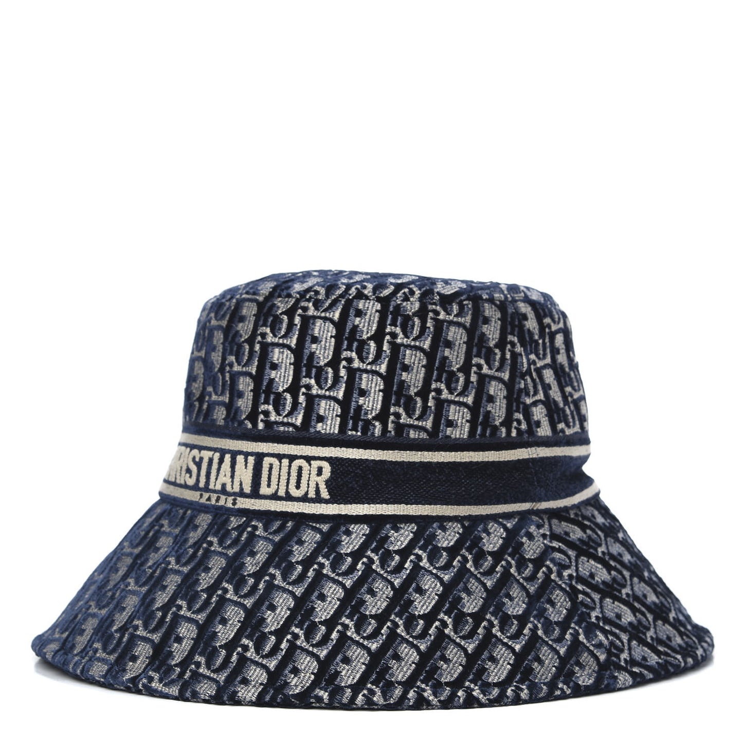 Velvet Oblique Large Brim Bucket Hat 59 Bleu Marine