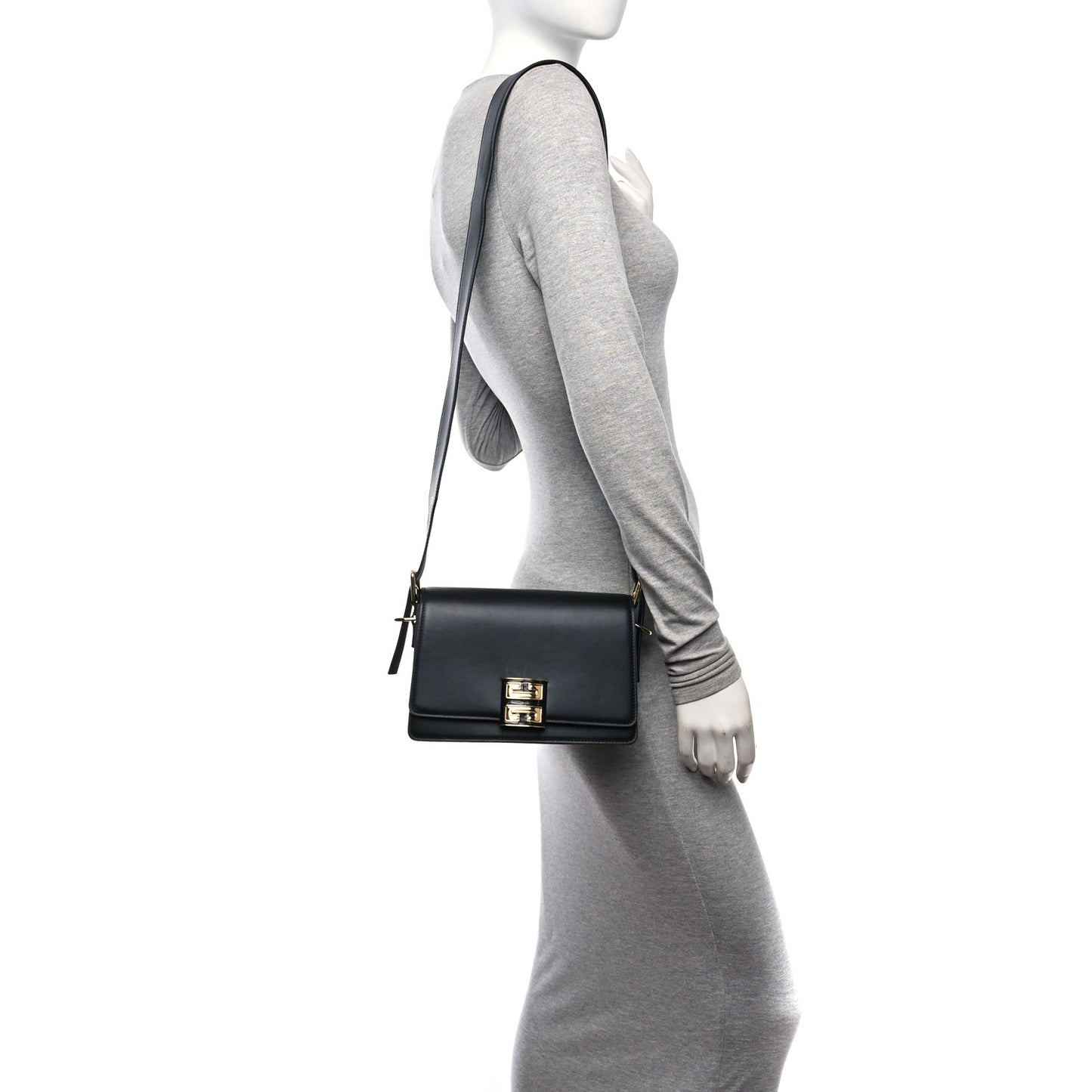 Calfskin Crocodile Embossed 4G Medium Crossbody Bag Black