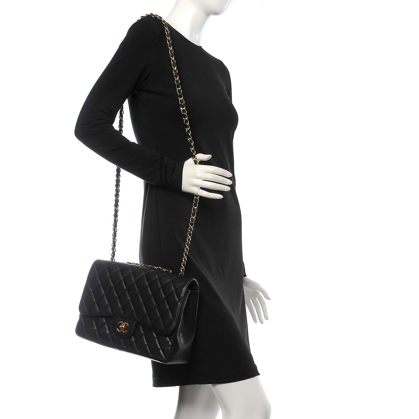 Caviar Quilted Jumbo Single Flap Black