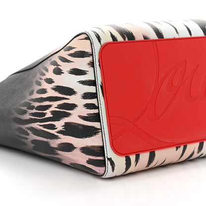 Christian Louboutin Calfskin Degrade Leopard Print Spikes East West Cabata Tote Black Pink Multi 10 of 11