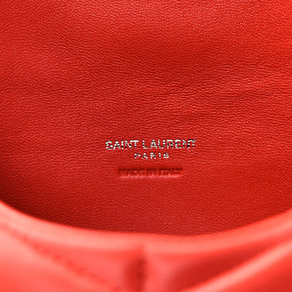 Saint Laurent Lambskin Monogram Loulou Puffer Pouch Clutch Coral 7 of 10