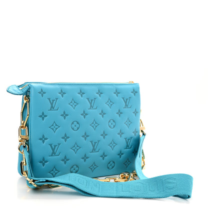 Louis Vuitton Lambskin Embossed Monogram Coussin PM Turquoise 3 of 9
