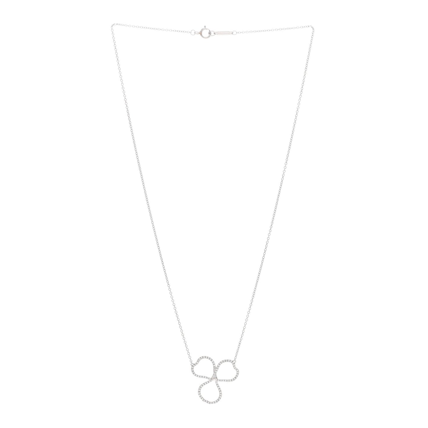 Platinum Diamond Large Paper Flowers Pendant Necklace