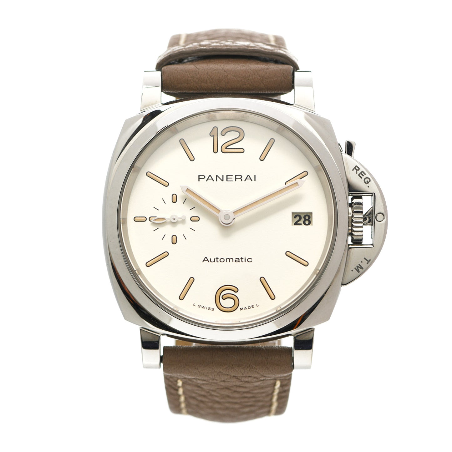 Stainless Steel Calfskin 38mm Luminor Piccolo Due Automatic Watch PAM01043