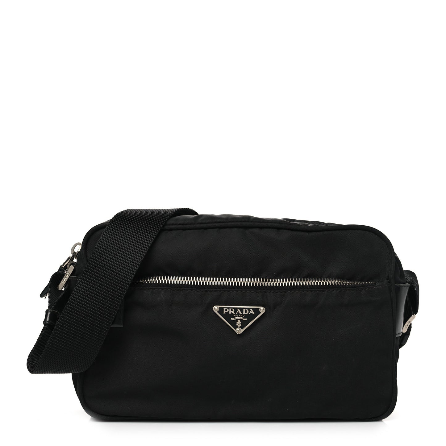 Nylon Tessuto Messenger Bag Black