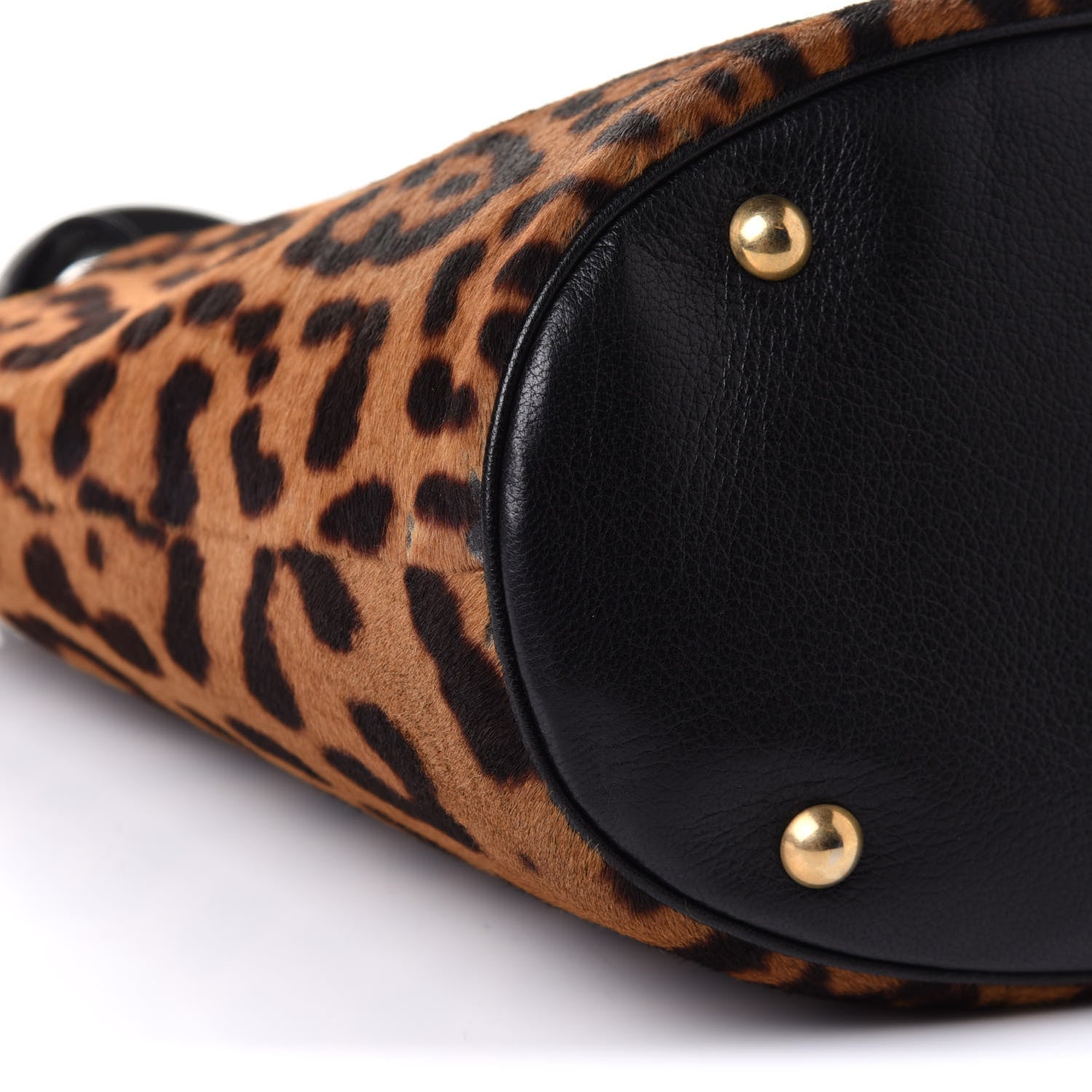 Saint Laurent Goatskin Pony Hair Leopard Print Bucket Bag Black 8 of 9