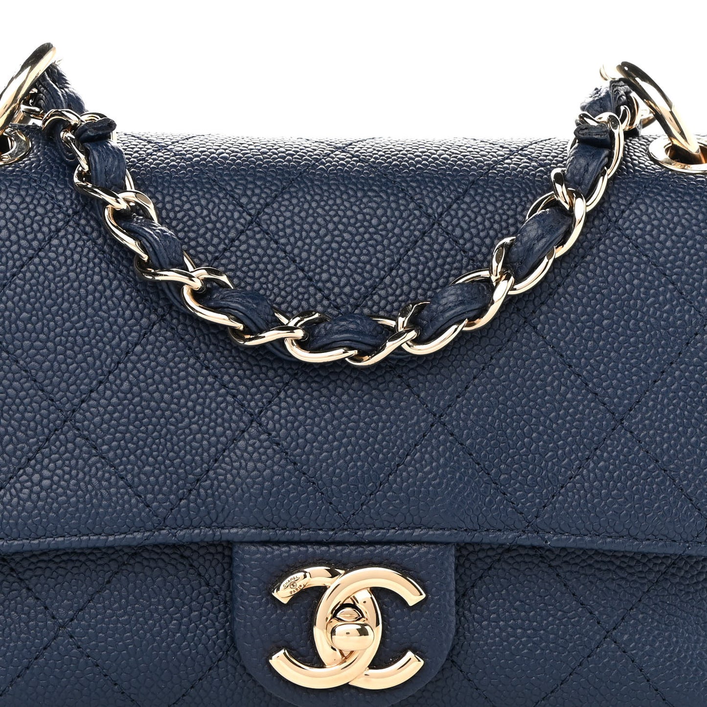 Caviar Quilted Small City Walk Flap Navy Blue