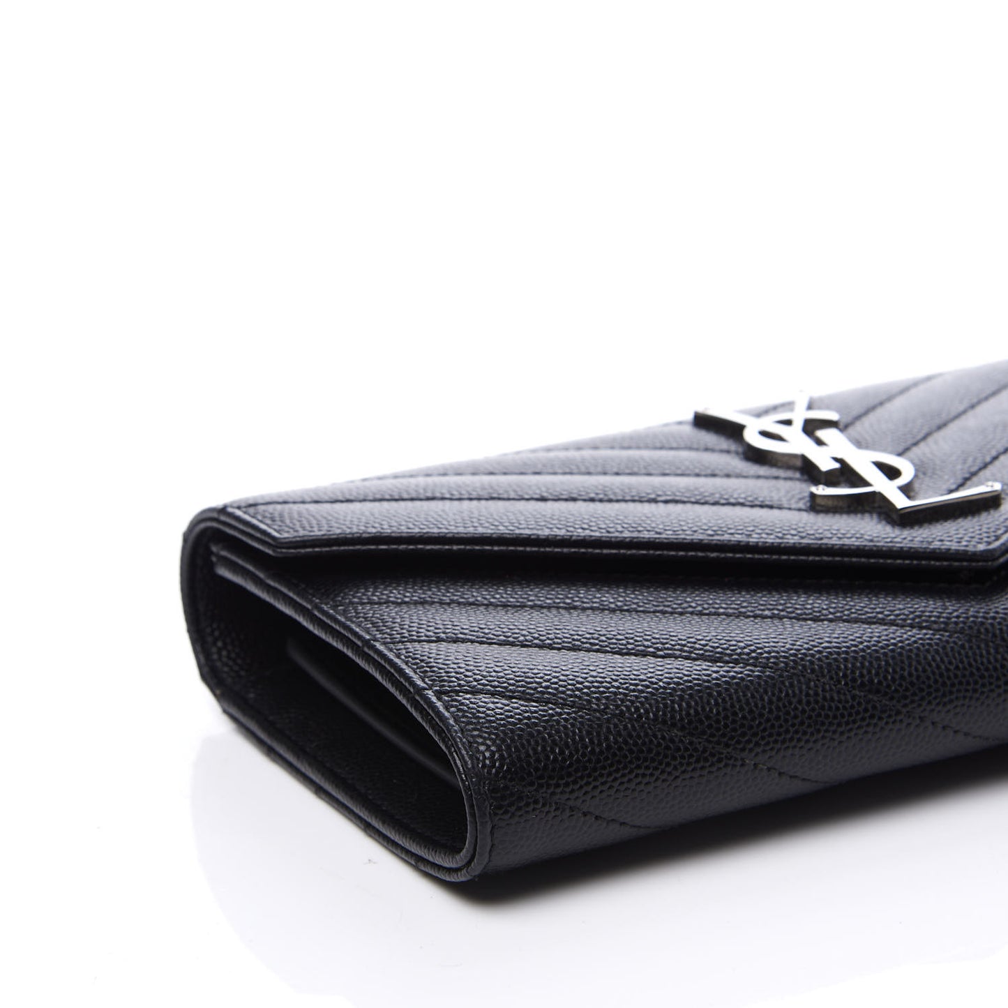 Grain De Poudre Matelasse Chevron Monogram Flap Wallet Black