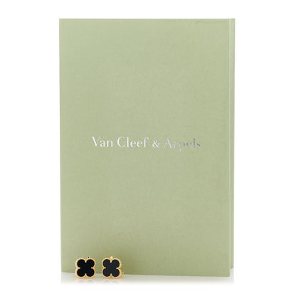 Van Cleef & Arpels 18K Yellow Gold Black Onyx Vintage Alhambra Earrings 5 of 5