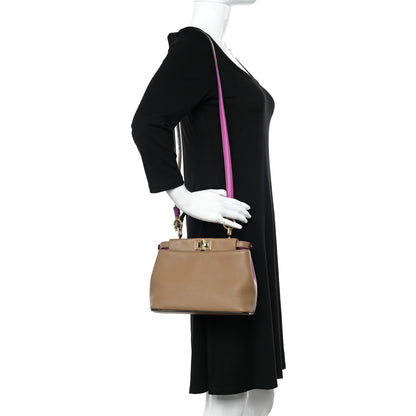 Fendi Vitello Seta Nappa Plexiglass Bi-Color Mini Peekaboo Iconic Satchel Bouganville Sand 2 of 13