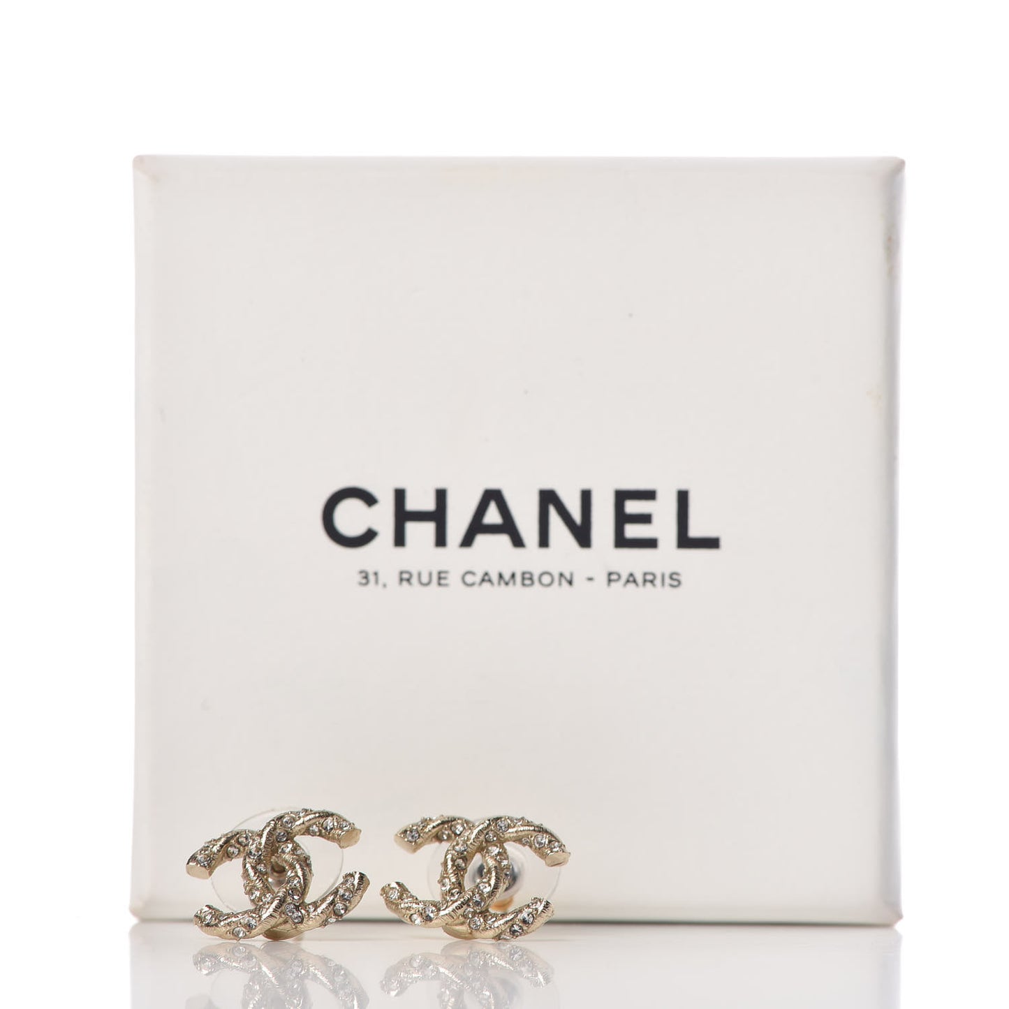 Crystal Twisted CC Earrings Gold