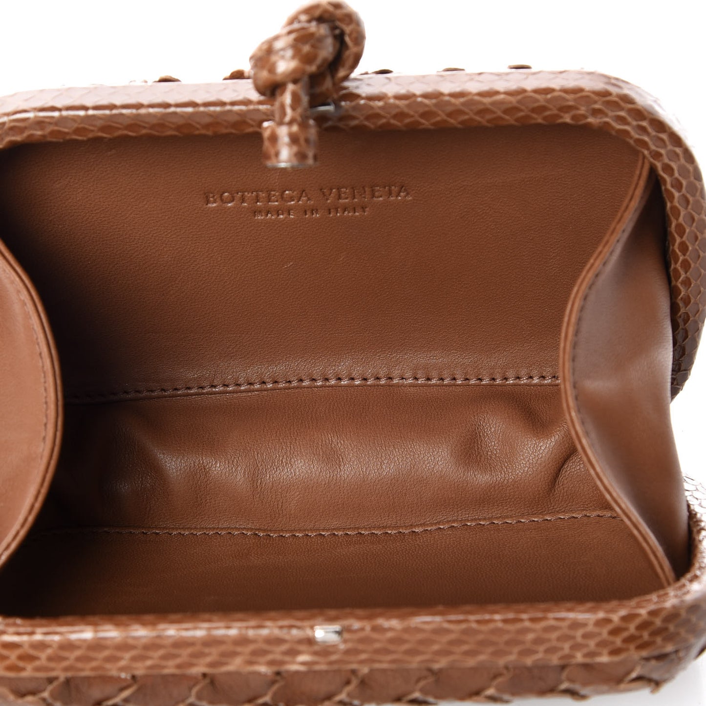 Ayers Grained Calfskin Intrecciato Knot Clutch Brown