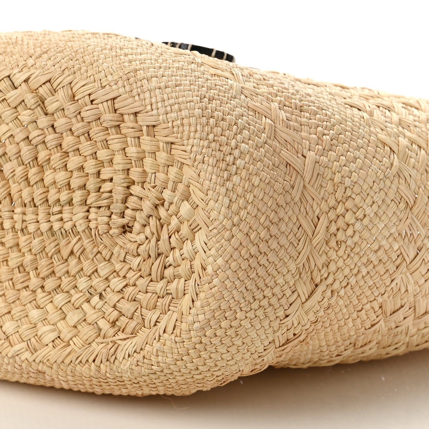 Calfskin Raffia Small Anagram Basket Tote Bag Natural Tan